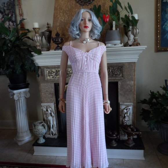 Self-Portrait Pink Gingham Midi Dress - Picture 2 of 16